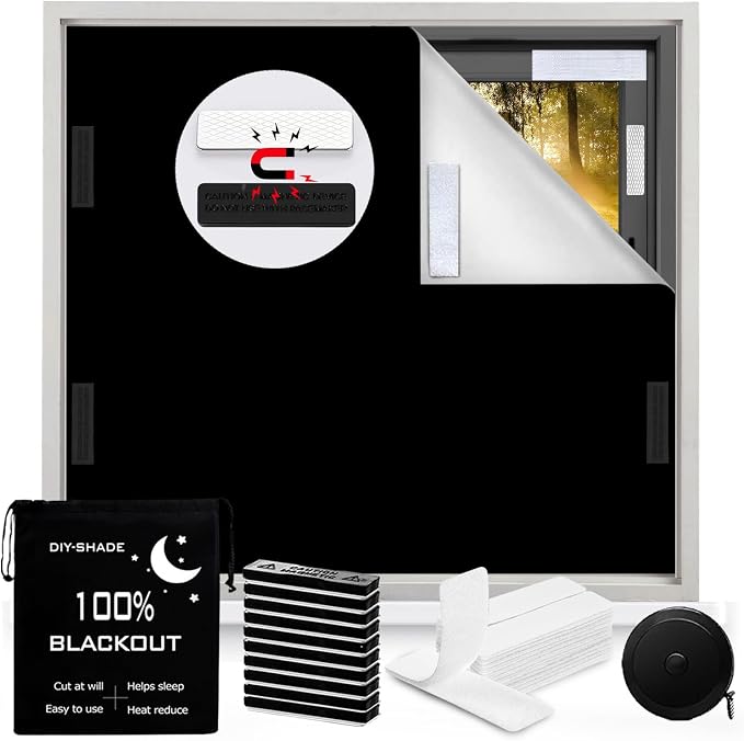 100% Blackout Blind Magnetic Blackout Window Cover 118 x 57Inch, Media Room by BirdNest