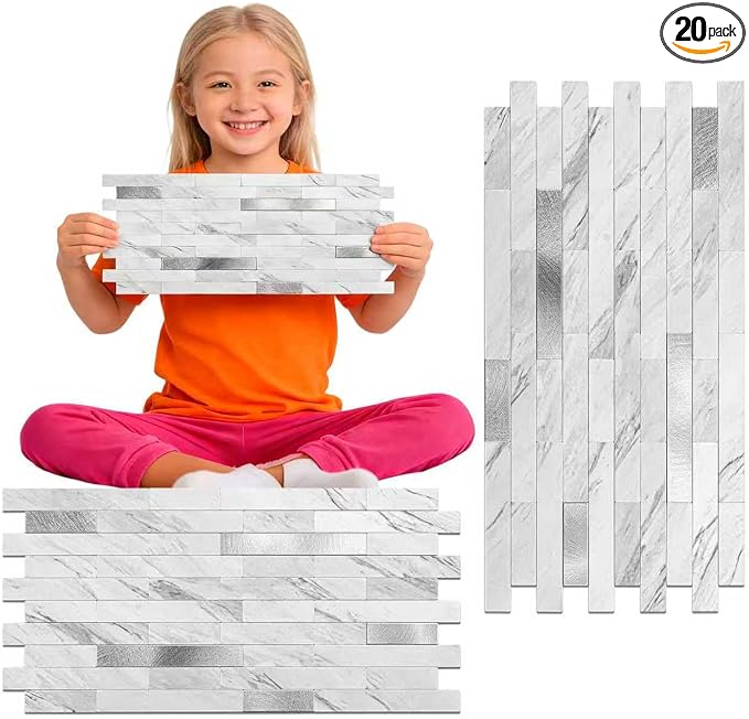 Peel and Stick Backsplash Tile Waterproof Removable PVC Wall Sticker 3D Faux by KOYNSLE