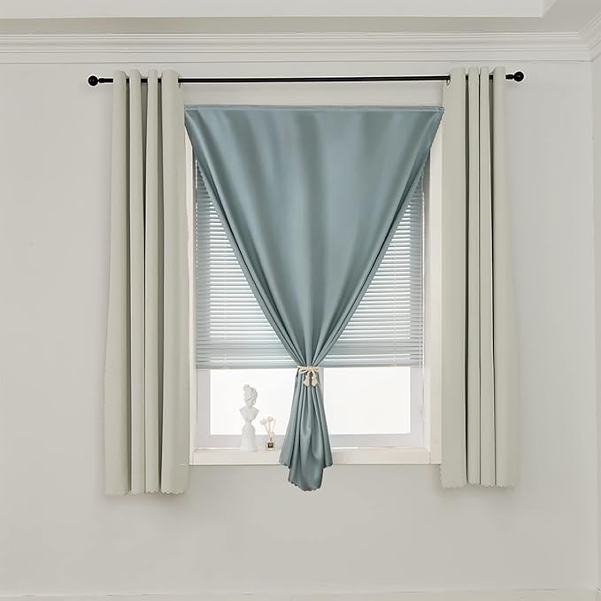 AJAZZ 100% Blackout Self Adhesive Curtains Small Window Short Temporary - Image 7