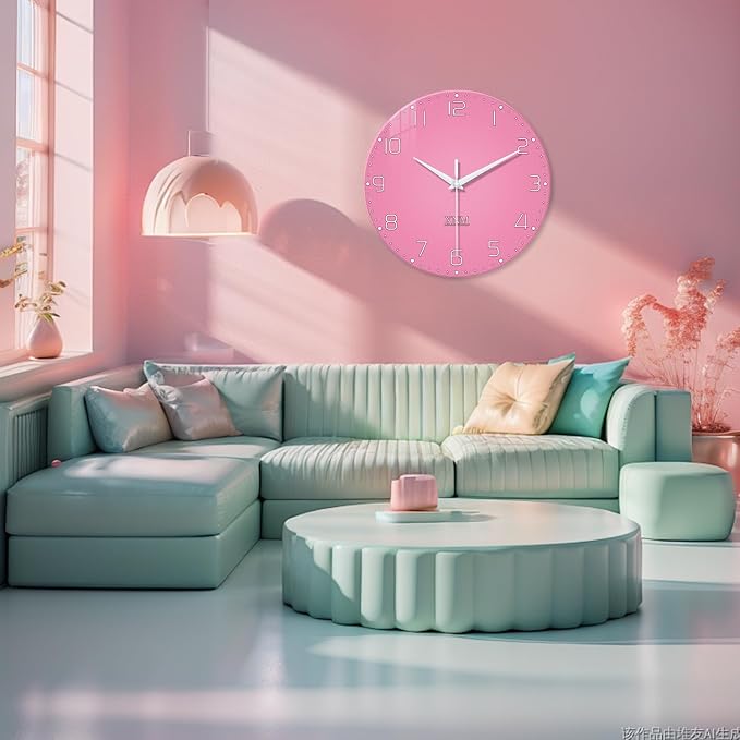 XNM Decorative Wall Clocks for Living Room Girls Pink Large Wall Clocks Battery - Image 2