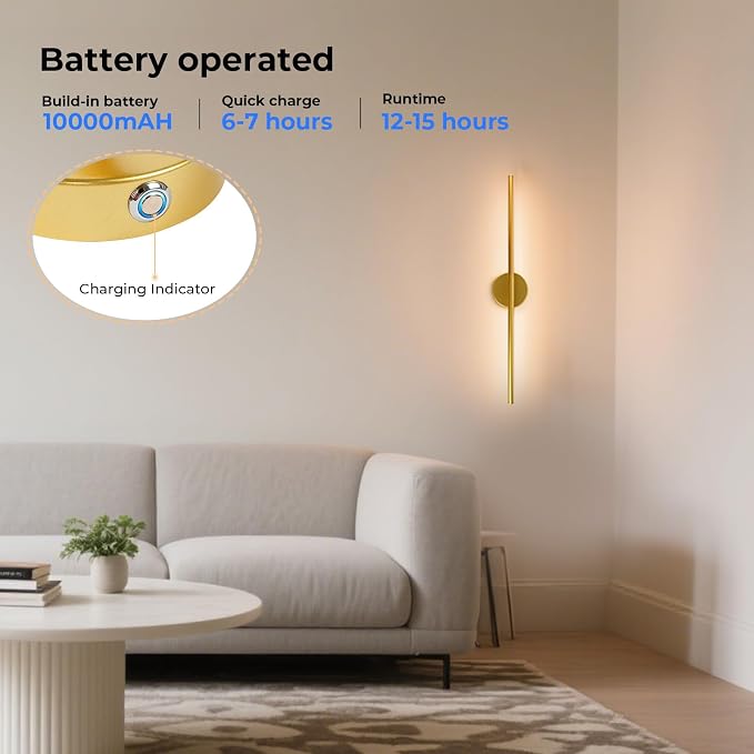 GvvooHome 1 Pack Battery Operated Wall Sconce Detachable 360°Rotate, Wireless - Image 4