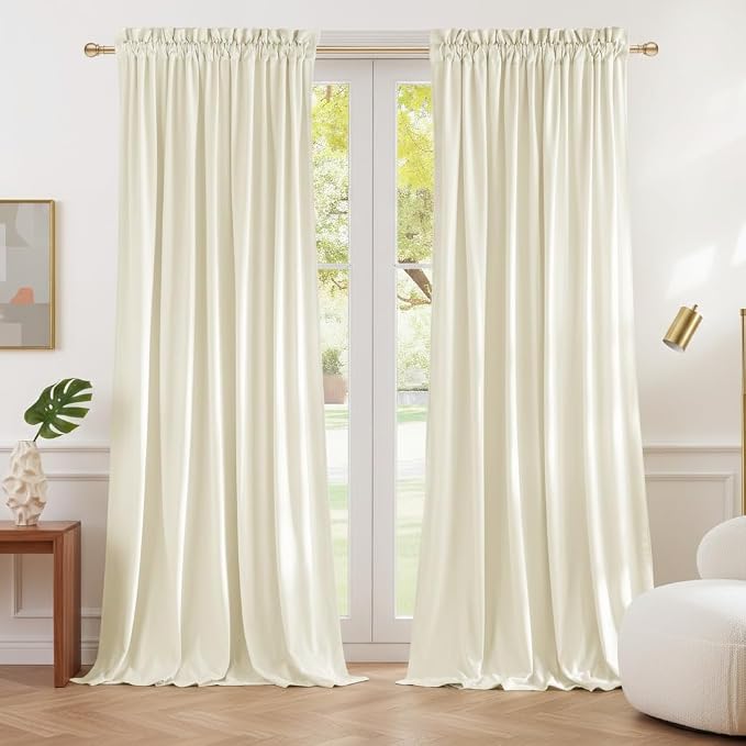 NICETOWN Ivory White Velvet Curtains 108" Length - Image 3