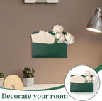 Wall Mount Green Faux Leather PU Leather Mail Holder Letter Holder Stylish Wall - Image 7