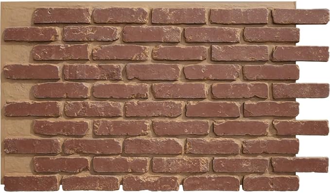 EverStone Aged Brick Faux Brick Panel, 46 7/8"W x 27"H x 1 1/4"D, Cabernet Color by EkenaMillwork