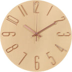 Wall Clock 12 Inch Silent Non-Ticking Imitation Wood Indoor Clock Round Beige by BAKBRAND