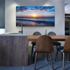 Wapluam Beach Wall Art Blue Sea Coastal Sunset Natural Scenery Picture Print On - Image 3