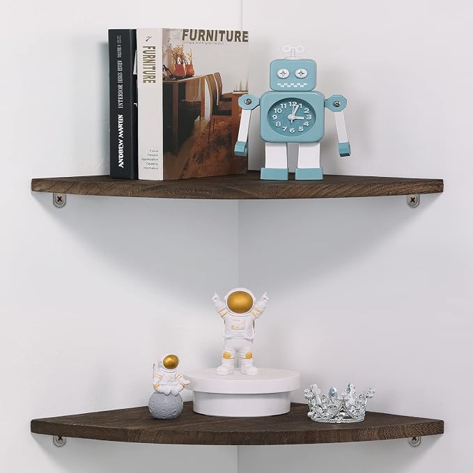 JORIKCHUO 12 inch Corner Wall Shelf, Round End Wall Mounted Floating Shelf by JORIKCHUO