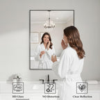 Koonmi Black Rectangle Wall Mirror, 24x32 Inch Bathroom Mirror, Aluminum Frame - Image 3