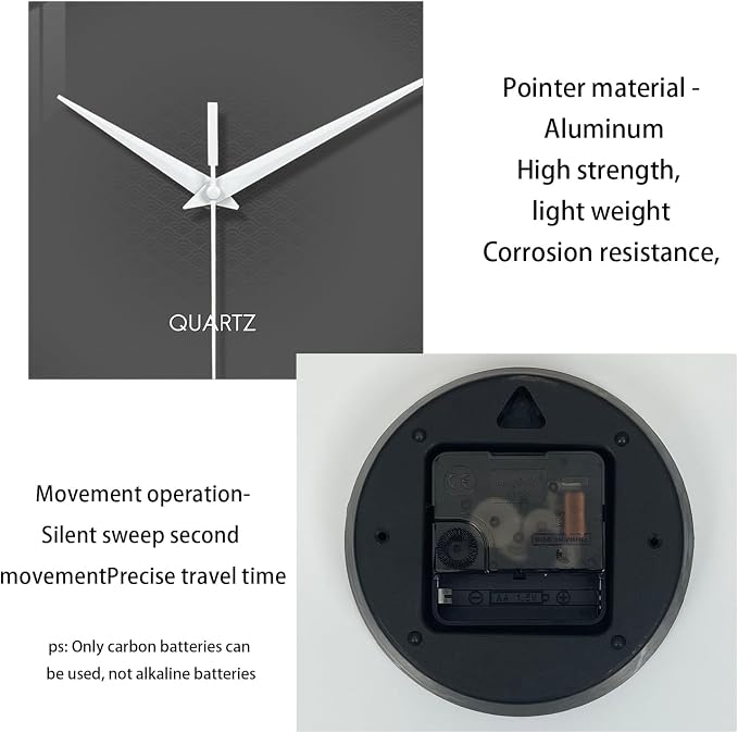 XFM Modern Wall Clock 14 Inch Silent Wall Clocks Battery Operated Grey Simple - Image 6