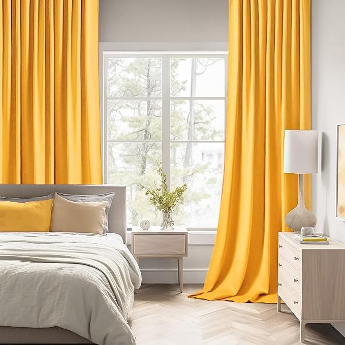 MIULEE Yellow Back Tab Blackout Curtains 84 Inch Length 2 Panels Set - Image 2