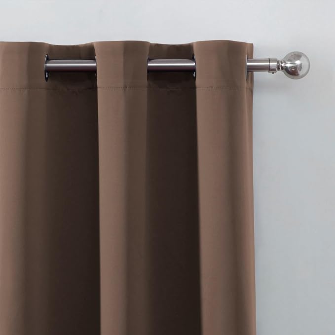 LEMOMO Blackout Curtains 66 x 54 Inch Long Chocolate Curtains Set of 2 Panels - Image 6