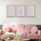 KISSFOX 3 Piece Floral Framed Wall Art Pink Wildflower Canvas Wall Art Flower - Image 2
