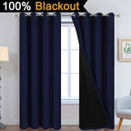 Yakamok Navy Blue 100% Blackout Curtains Energy Saving Thermal Insulated 2 - Image 2