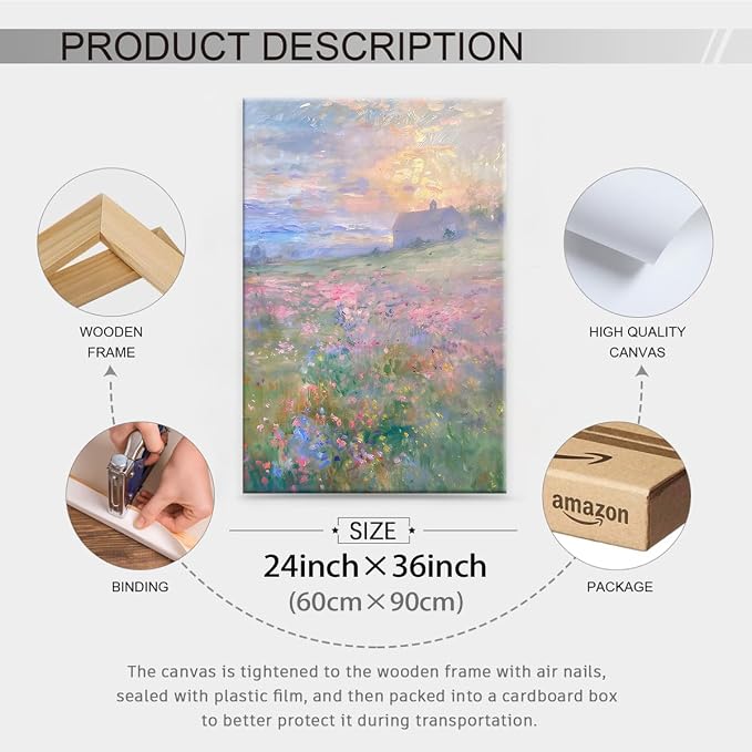 Pastel Nature Floral Poster Vintage French Country Landscape Wall Art Colorful - Image 2