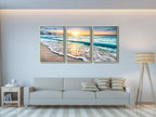 Wieco Art Framed Wall Art 3 Panels Blue Beach Canvas Art - Image 5
