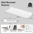 White Floating Shelves for Wall Decor, Wall Mounted Wood Storage Shelf for - Image 2
