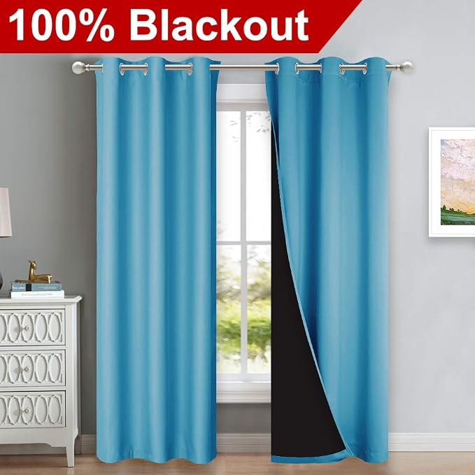 NICETOWN 100% Blackout Curtains 84 inches Long, Pair of Energy Smart & Noise - Image 2