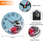 Mxocom Meditation Wall Clock Water Lily and Zen Stone Natural Still Relax 10 - Image 2