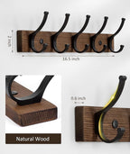 Optish Coat Rack Wall Mount, 16.5 Inches Wood Coat Hooks Wall Mount, Wall Coat - Image 7