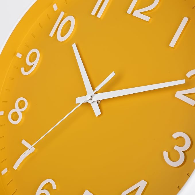 HZDHCLH Yellow Wall Clocks Battery Operated, 12 inch Silent Non Ticking Modern - Image 5