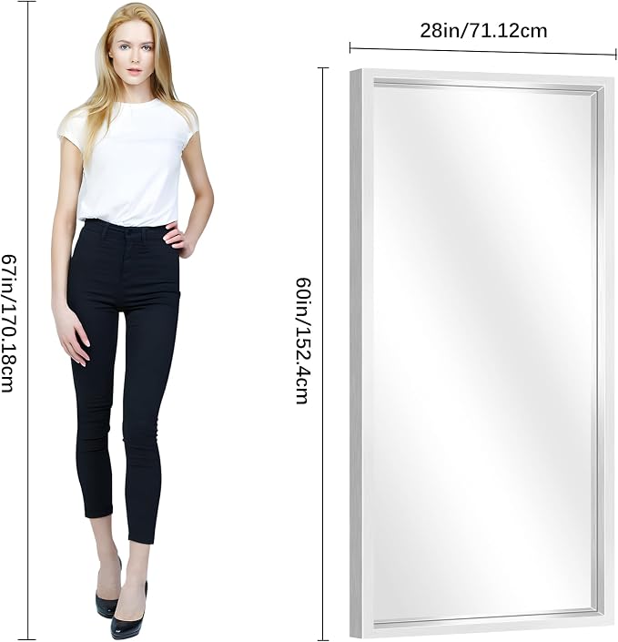 60"x28" Brushed Silver Bathroom Mirror, Large Rectangular Mirror - Image 8