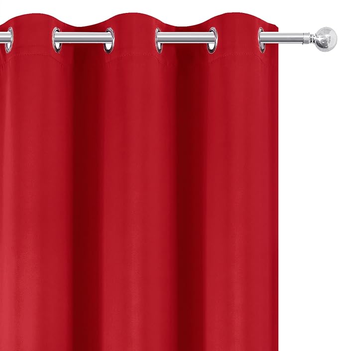LEMOMO Blackout Curtains 66 x 72 Inch Long Bright Red Curtains Set of 2 Panels - Image 6