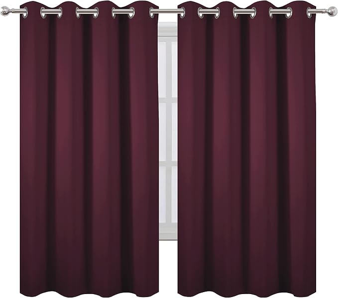 LEMOMO Burgundy Red Blackout Curtains 66 x 63 Inch Length/Set of 2 Curtain - Image 2