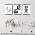 BOKPEN Trendy Black and White Leopard Canvas Wall Art, Funky Y2k Lucky 8 Ball - Image 6
