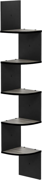 Furinno Rossi Wall Mount Floating Corner Shelf, 5-Tier Radial, French Oak - Image 5