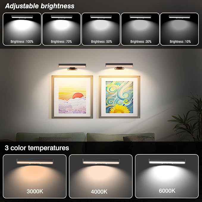 6Pack Wireless Picture Light for Wall Battery Operated Wall Sconces - Image 2