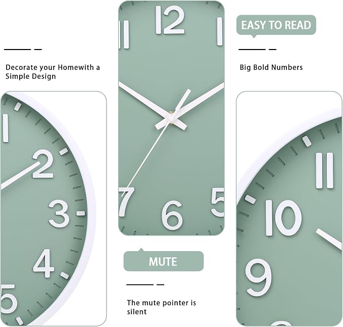 Wall Clocks Battery Operated 10 inch Modern Wall Clock, Silent Non Ticking Wall - Image 3