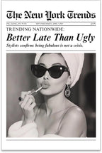 Trendy Newspaper Posters Better Late Than Ugly Wall Art Vintage Black And White by FuSatisYilife