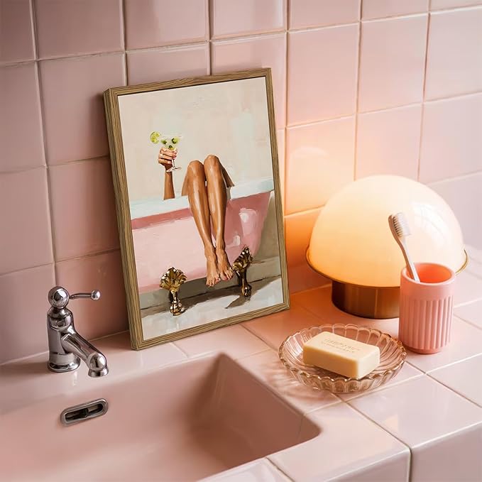 Funny Girl Bathroom Wall Art Pink Cute Girly Bathtub Wall Decor Picture - Image 7