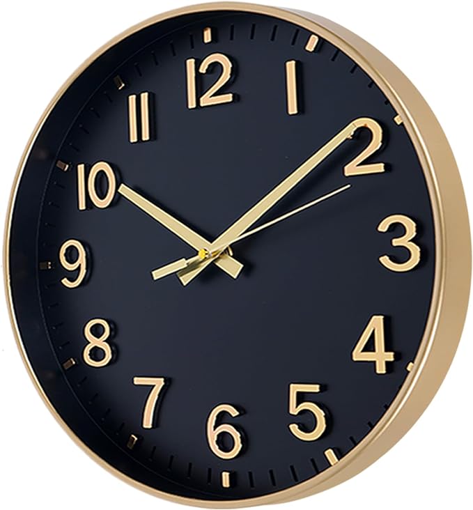 HZDHCLH Wall Clocks Battery Operated, Wall Clock Black Gold, 8 inch Wall Clock - Image 2