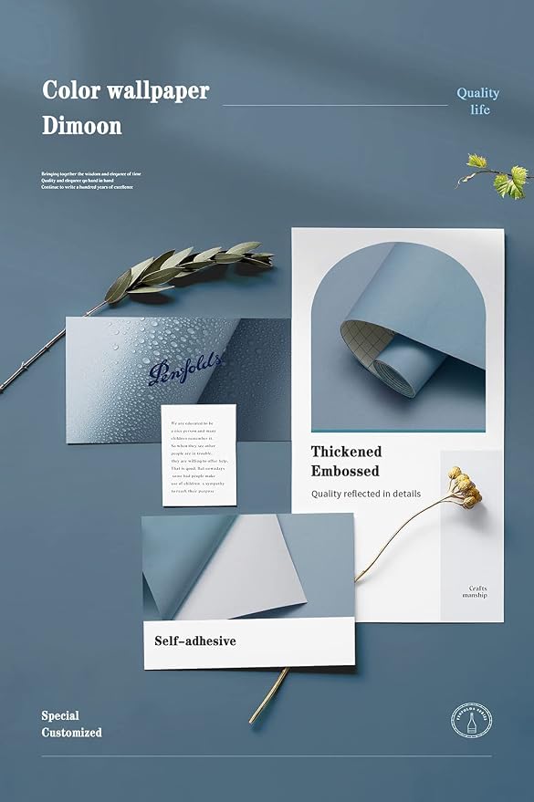 Dimoon 118''x23.6'' Blue Peel and Stick Wallpaper Contact Paper Modern Self - Image 4