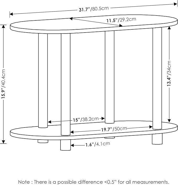 Furinno Turn-N-Tube No Tools Modern Oval Side Table, Bauhaus Oak/Beige - Image 3