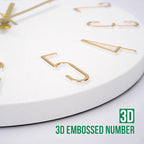 Wall Clock 12 Inch Silent Non-Ticking Imitation Wood Indoor Clock Round White - Image 6