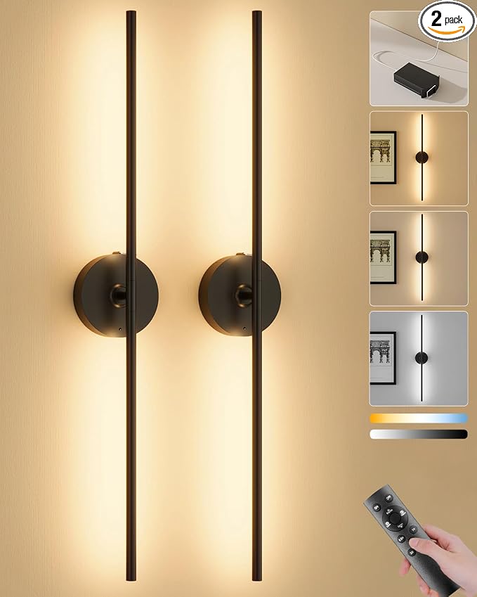 Ouyulong Battery Operated Wall Sconces Set of 2, 8000mAh Wireless Rechargeable by Ouyulong