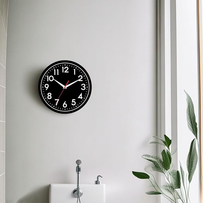 DAXSMY Wall Clock Black Battery Operated 10 Inch Simpel Silent Non Ticking - Image 7