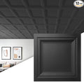 Art3d 12-Pack Square Black Drop Ceiling Tile 2ft x 2ft, PVC Ceiling Panel 24 x by Art3d
