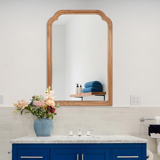 Wood Bathroom Mirror for Wall, 30 x 20 Inch Decorative Wall Mirror - Image 8
