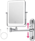 Wall Mounted Lighted Makeup Mirror, Rectangle Double Sided 1X/7X Magnifying by Qimh