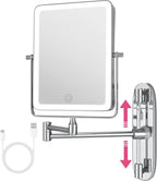 Wall Mounted Lighted Makeup Mirror, Rectangle Double Sided 1X/7X Magnifying by Qimh
