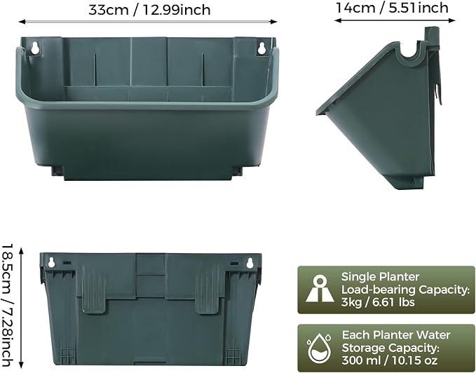 24 Pack Vertical Garden Planter, 13 inch Wall Mounted Planter - Image 3
