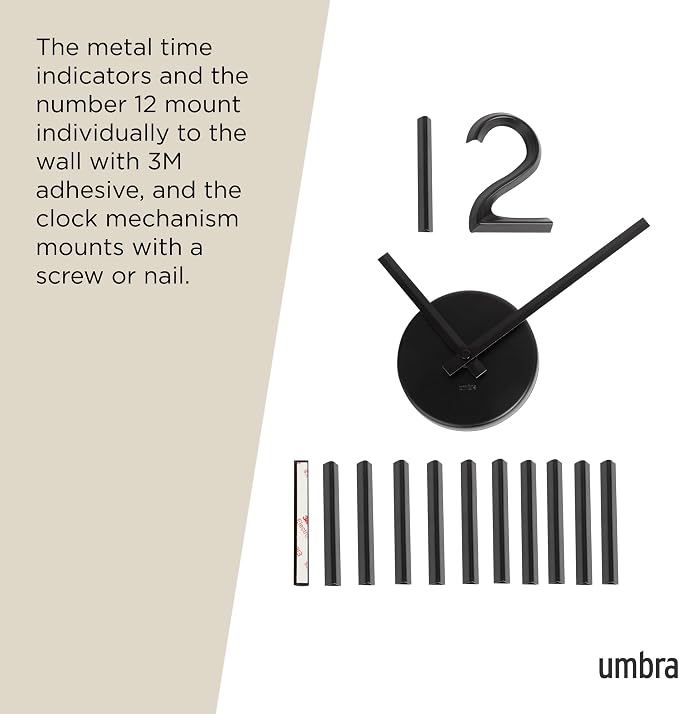Umbra Blink Modern DIY 3D Wall Clock, Frameless Large Decorative Wall Clock - Image 5