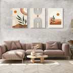 Boho Wall Art Set of 3, MidCentury Modern Wall Prints Framed Canvas Paintings - Image 2