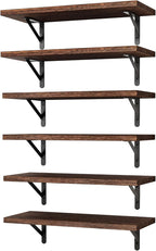 YGEOMER Brown Floating Shelves for Wall, 16.5 Inch Farmhouse Wall Shelves for by YGEOMER