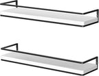 Meangood Floating Shelves Wall Mounted Set of 2, Rustic Wood Wall Storage - Image 8