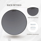 HARRITPURE Round Mirror 23.6" Black Wall Mounted Circle Mirror - Image 6