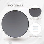 HARRITPURE Round Mirror 19.6" Black Wall Mounted Circle Mirror - Image 6